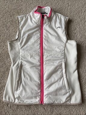 KJUS Golf White Pink Zip Up Performance Vest
